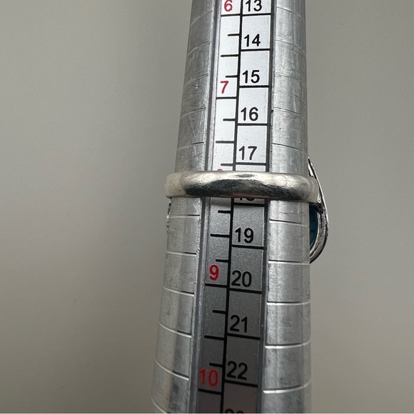 New Blue Dendritic Dendrite Opal Stone Silver Overlay Ring 8 - Picture 7 of 8